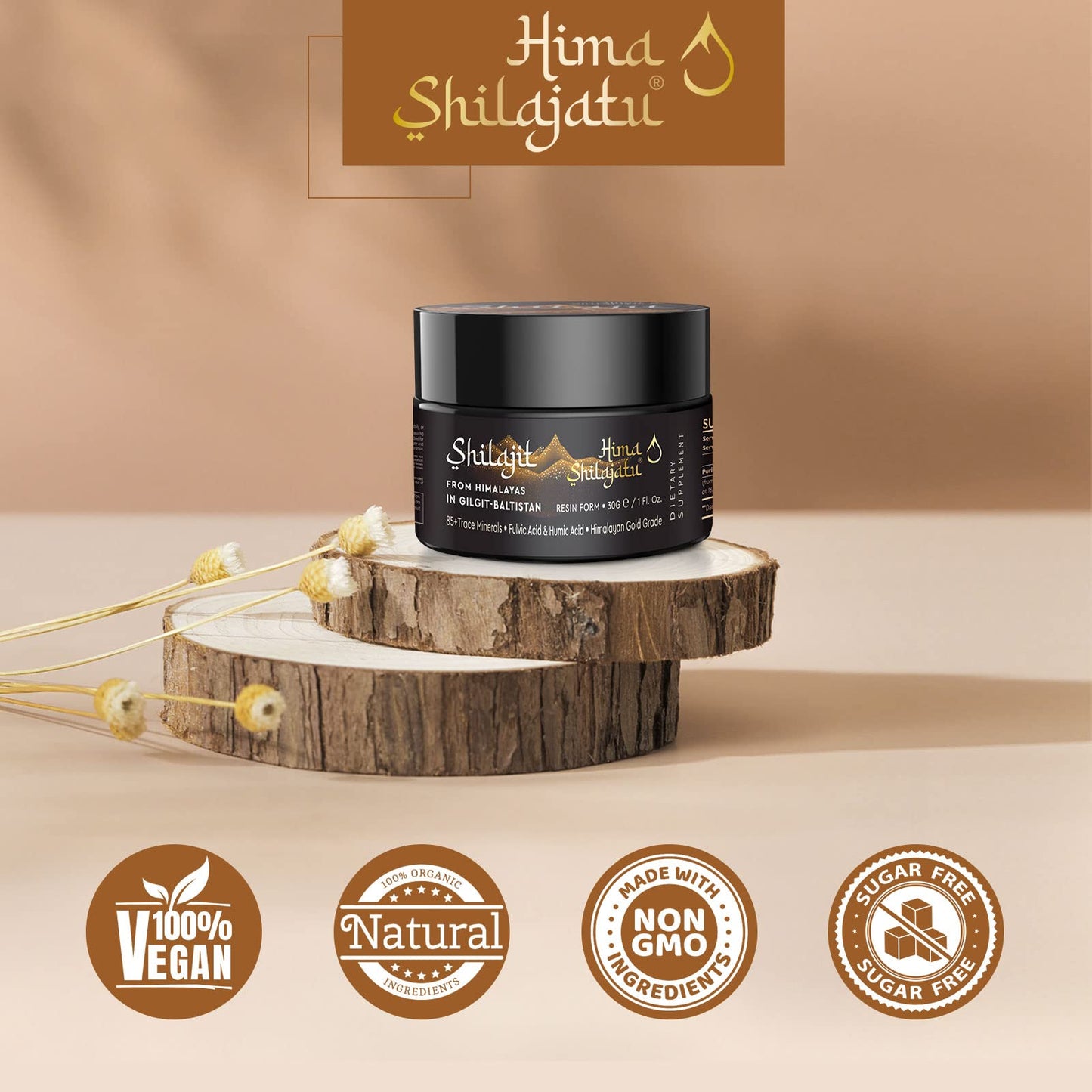 Hima Shilajatu Shilajit Resin – Gold Grade, 100% Pure, 85+ Minerals | 3-Pack (6 Months)