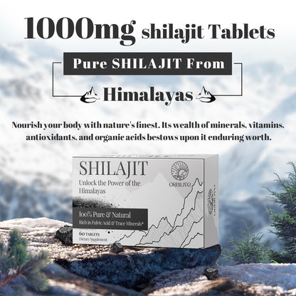 ORBILIVE Shilajit Tablets 1000 MG — Himalayan Organic, 180 Count