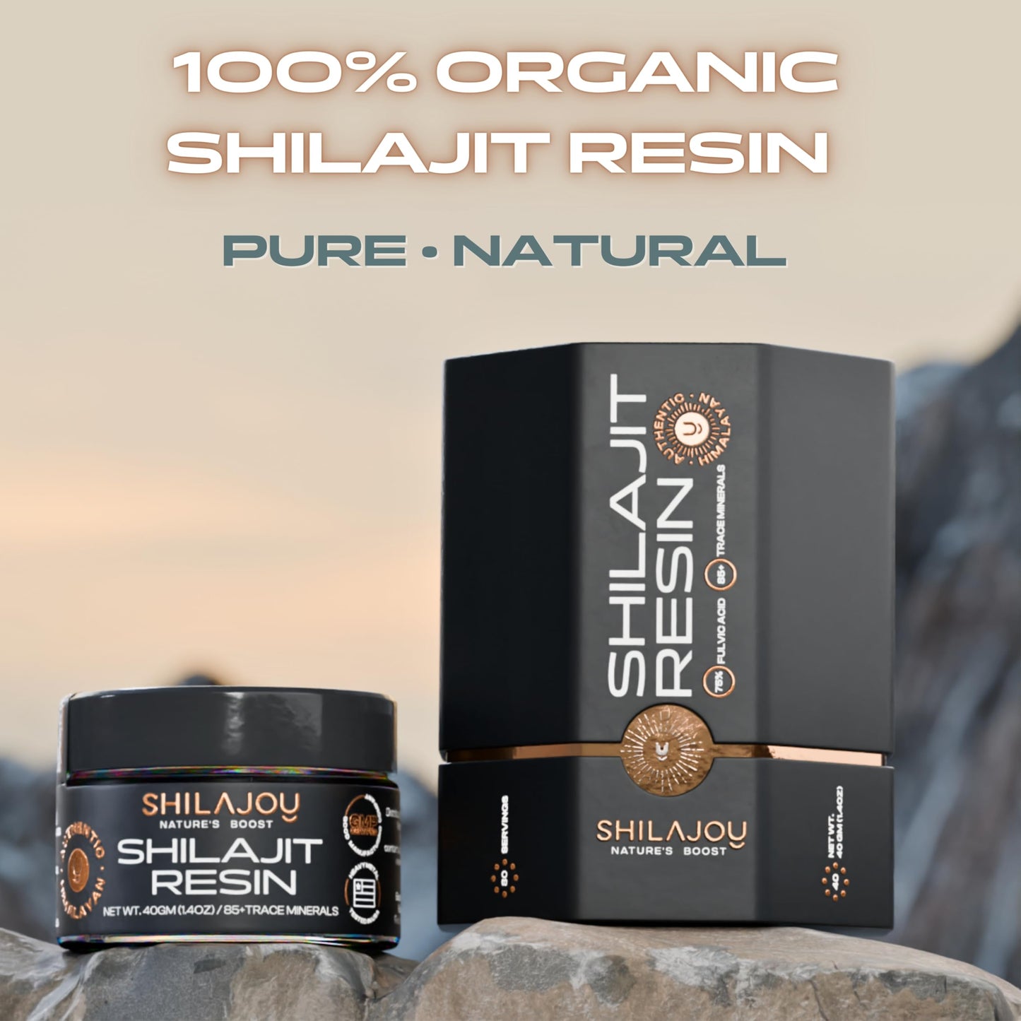 SHILAJOY Shilajit Resin – Pure Himalayan Shilajit, 75%+ Fulvic Acid, 85+ Minerals, Lab Tested, Energy & Immune Support (80g)