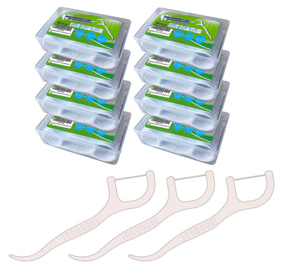 SHINEMOON 400pcs Dental Floss Picks – Travel Pack, Easy Grip Handle, 8 Boxes