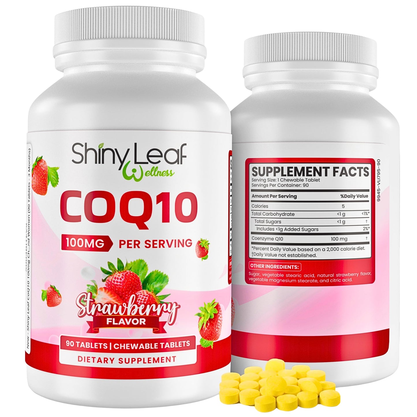 Shiny Leaf CoQ10 100mg Chewable – Heart Health & Energy, 90 Tabs, Made in USA