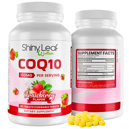 Shiny Leaf CoQ10 100mg Chewable – Heart Health & Energy, 90 Tabs, Made in USA
