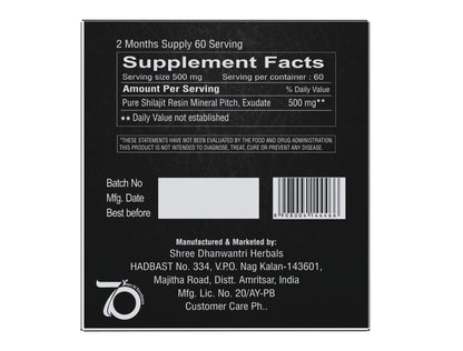 SHREE DHANWANTRI HERBALS Himalayan Shilajit Resin – 30g (2-Month) for Energy & Focus
