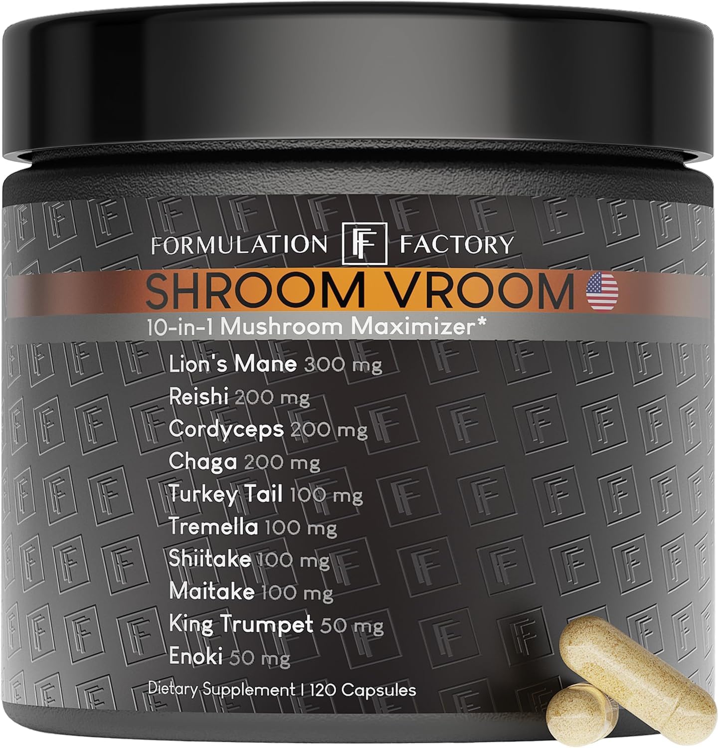 Formulation Factory Shroom Vroom 10-in-1 Mushroom Supplement — Focus, Energy & Immune Support