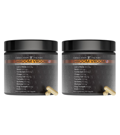 Formulation Factory Shroom Vroom: 10-in-1 Mushroom Supplement with Lion’s Mane & Reishi – 240 Count (Pack of 2)