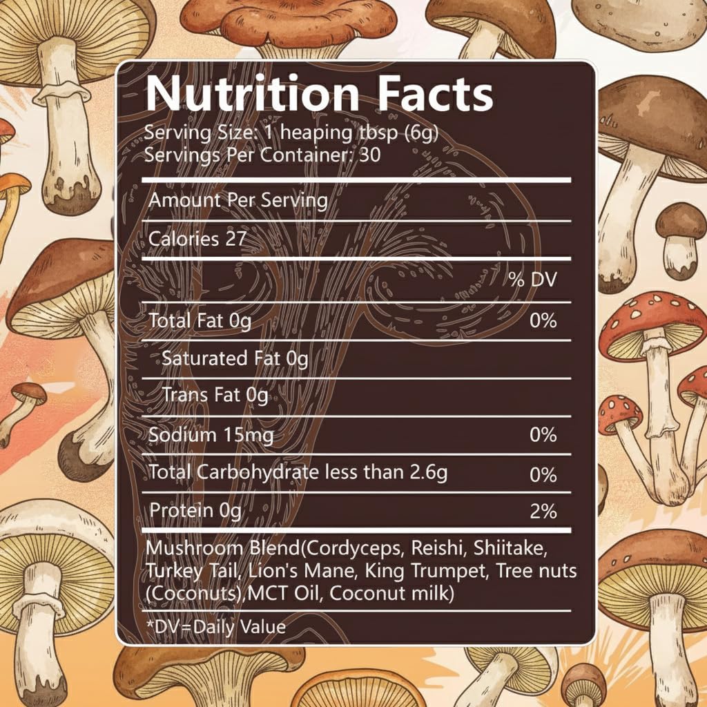 SHROOMSY Mushroom Coffee – 6-Mushroom Superblend with MCT Oil & Coconut Milk