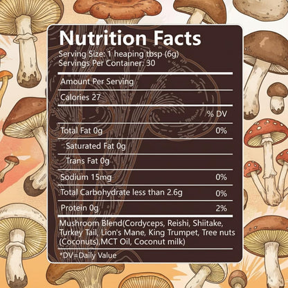 SHROOMSY Mushroom Coffee – 6-Mushroom Superblend with MCT Oil & Coconut Milk