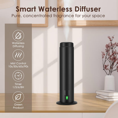 SHXMZS Waterless Scent Essential Oil Diffuser - 200ml, Covers 1500 sq ft, Black