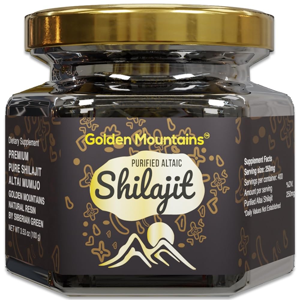 Siberian Green Pure Shilajit Resin – Altai Golden Mountains 100g with Measuring Spoon