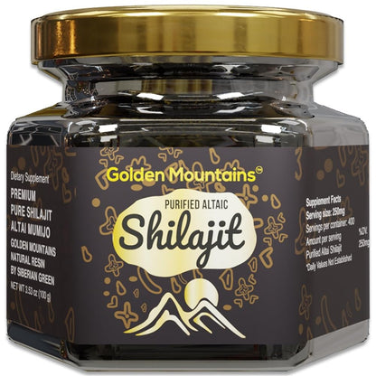 Siberian Green Pure Shilajit Resin – Altai Golden Mountains 100g with Measuring Spoon