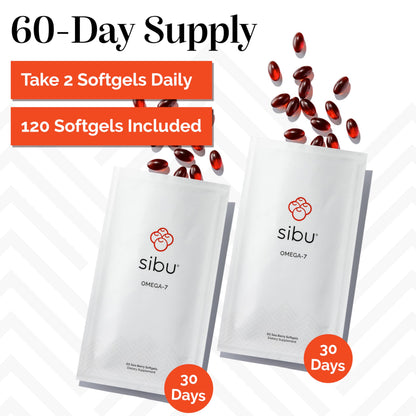 Sibu Sea Buckthorn Omega-7 Softgels – 60-Day Refill Sachet for Healthy Skin, Hair & Nails