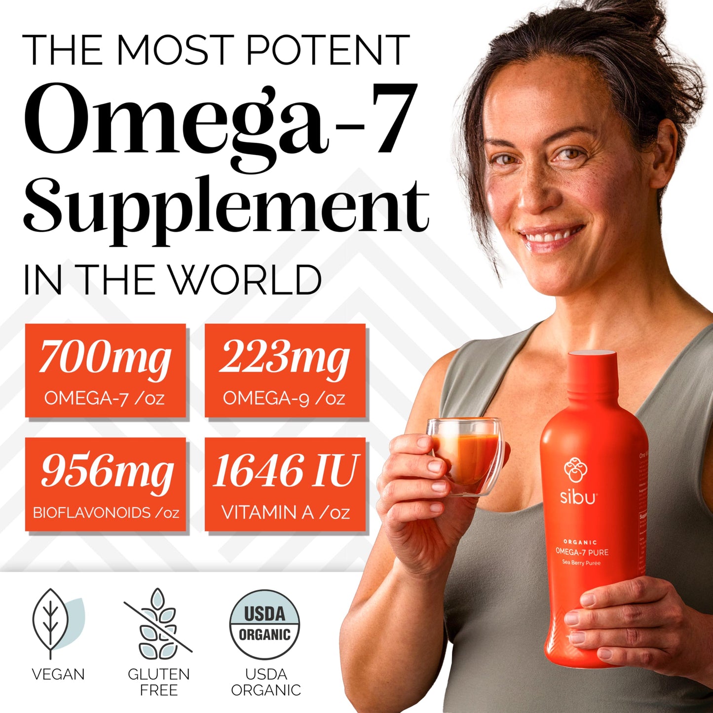 sibu Omega-7 Pure Sea Buckthorn Juice — 32 oz USDA Organic, 721 mg Omega-7 per oz