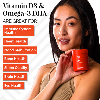 Sibu Sea Buckthorn Omega-7 Plus Softgels – 365mg Omega-7 + Vitamin D3 & Omega-3 DHA (30 Day Refill Sachet)