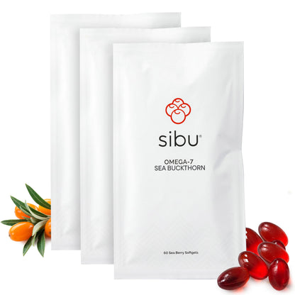 Sibu Sea Buckthorn Omega-7 Softgels – 90-Day Refill Sachet for Skin, Hair & Nails