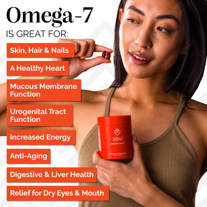 Sibu Sea Buckthorn Omega-7 Plus Softgels – 365mg Omega-7 + Vitamin D3 & Omega-3 DHA (30 Day Refill Sachet)