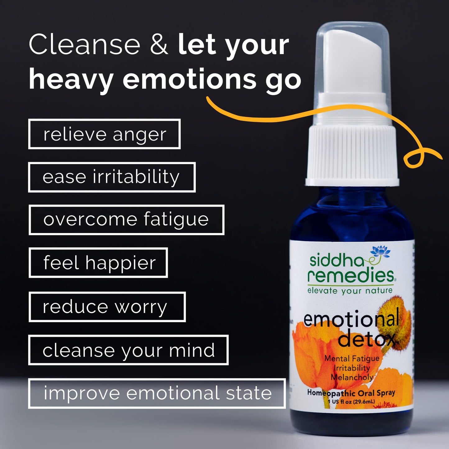 Siddha Remedies Emotional Detox Homeopathic Oral Spray for Melancholy & Fatigue