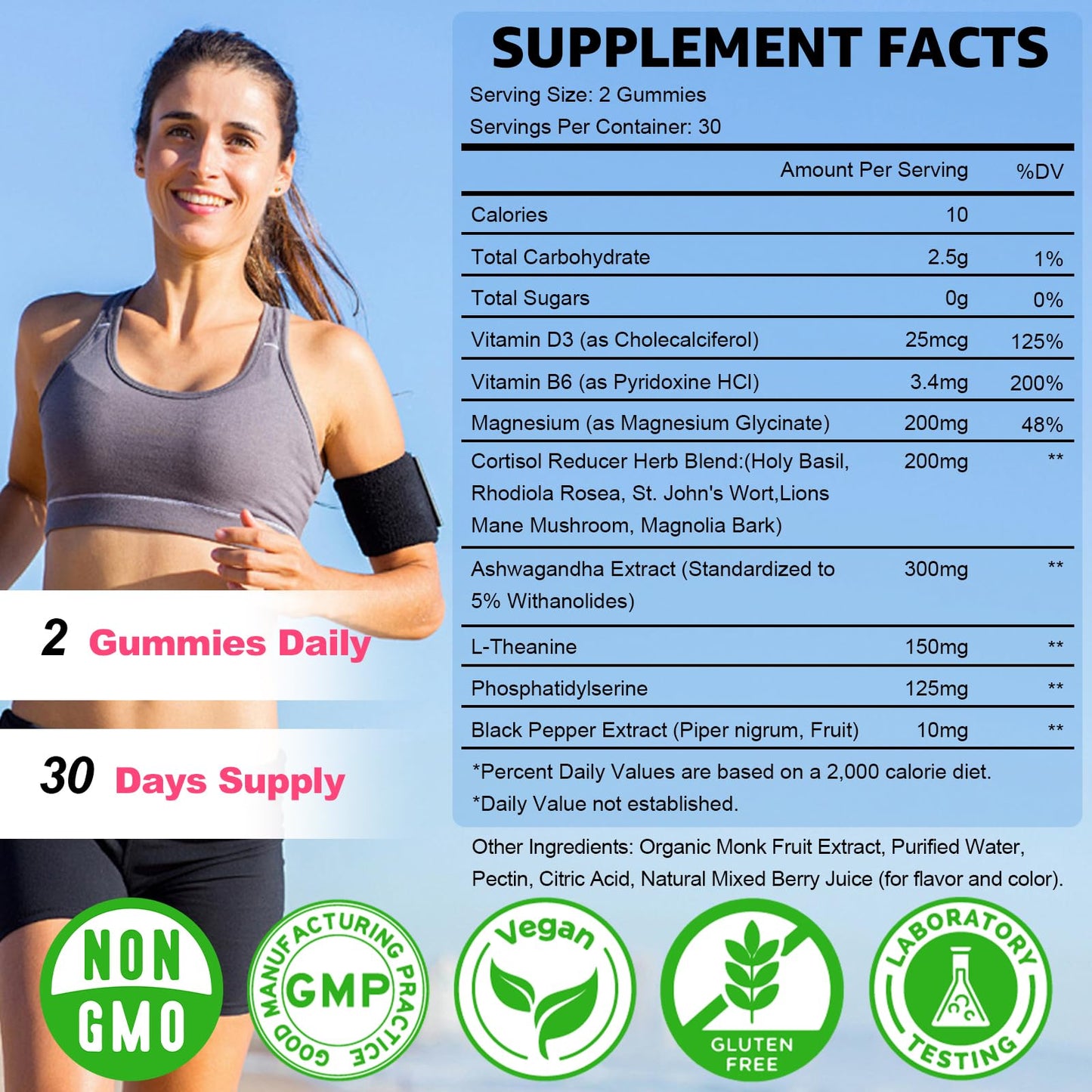Sijigood Cortisol Gummies 2-Pack – Ashwagandha, Magnesium & L-Theanine (Mixed Berry, 120ct)
