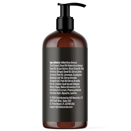 Anti Cellulite Massage Oil & Silicone Body Brush — Collagen & Stem Cell Skin Tightening, 8 fl oz by M3 Naturals