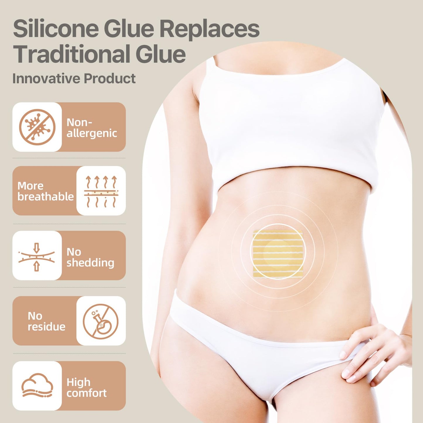 50PCS Silicone Castor Oil Belly Button Patches – Nonwoven Film, Organic Cotton, Disposable Pack