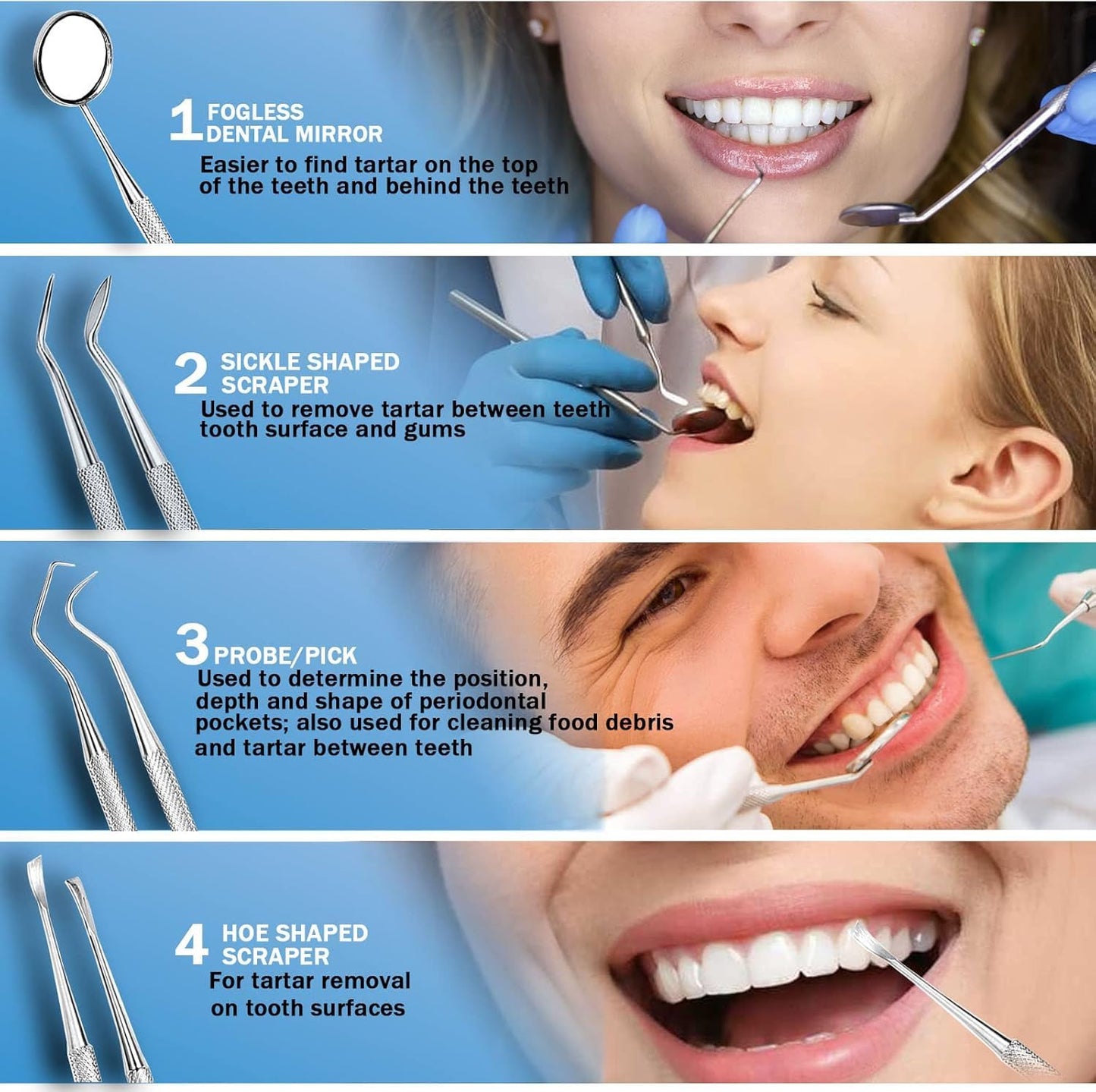 Tooth Polisher with LED Light - 5 Speed Modes, Teeth Cleaning Kit & 5 Replacement Brush Heads