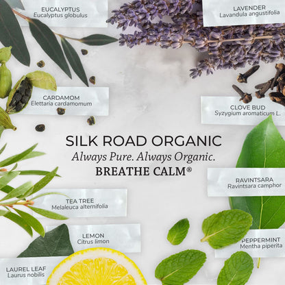 Silk Road Breathe Calm Essential Oil Blend – 100% Pure, USDA Organic, 10ml