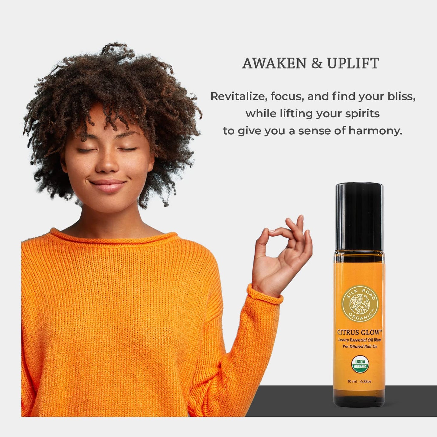Silk Road Organic Citrus Glow Essential Oil Roll-On – 100% Pure USDA Organic Citrus & Vanilla, 10 ml