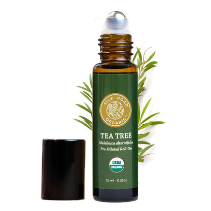 Silk Road Tea Tree Essential Oil Roll-On – 100% Pure & USDA Certified Organic, 10 ml