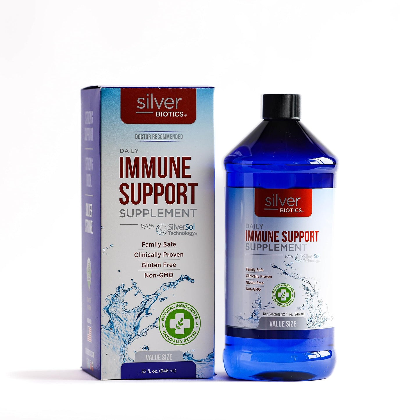 Silver Biotics Advanced Silver Technology with SilverSol Ag4O4 10 PPM – 32 Fl Oz (Pack of 2) | Immune Support