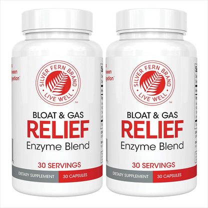 Silver Fern Bloat & Gas Relief Digestive Enzyme Blend - 60 Servings (2 Bottles) with Tolerase L & Pectinase