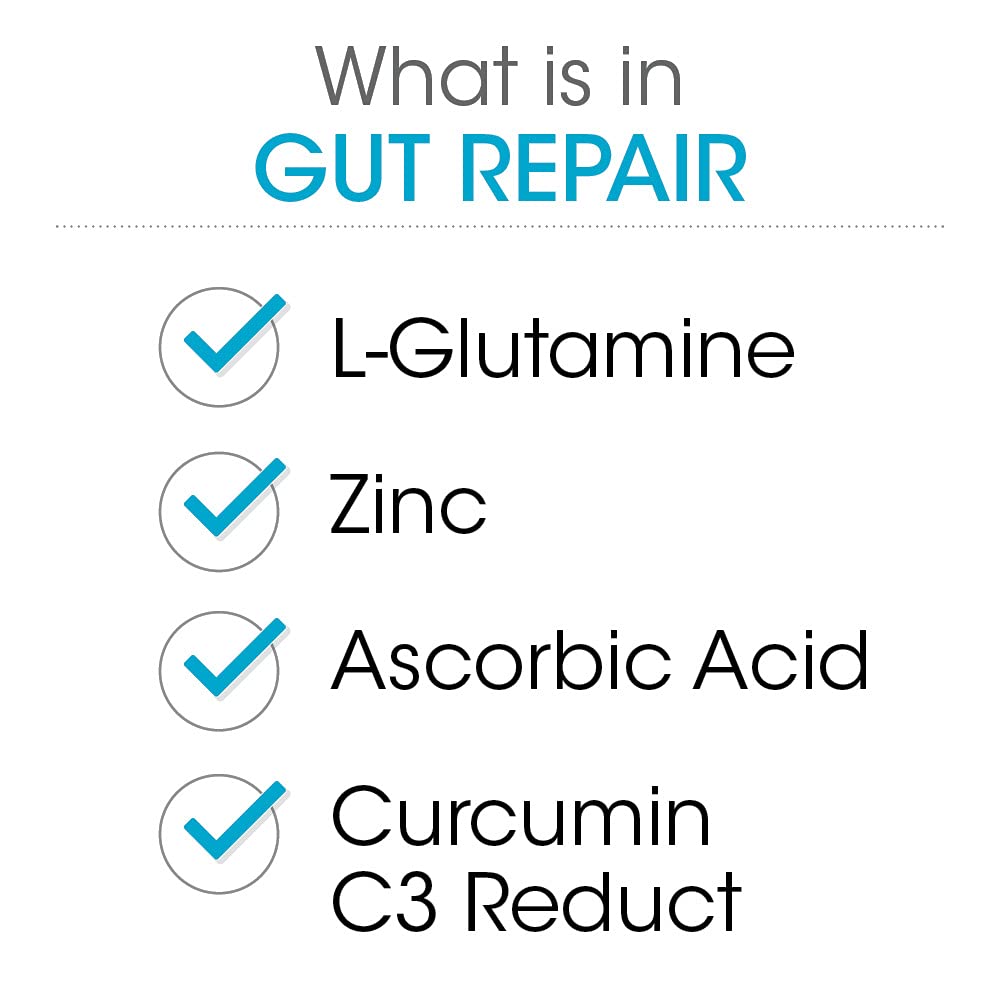 Silver Fern Gut Repair | Digestive Health Supplement Powder – L-Glutamine, Curcumin, Zinc & Ascorbic Acid (2 Tubs, 60 Servings)