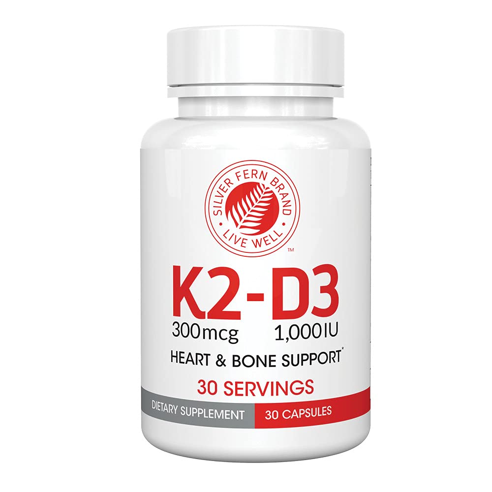 Silver Fern K2-D3 MK-7 (K2-7) + Vitamin D3 – Natural, Non-Synthetic, 60 Servings