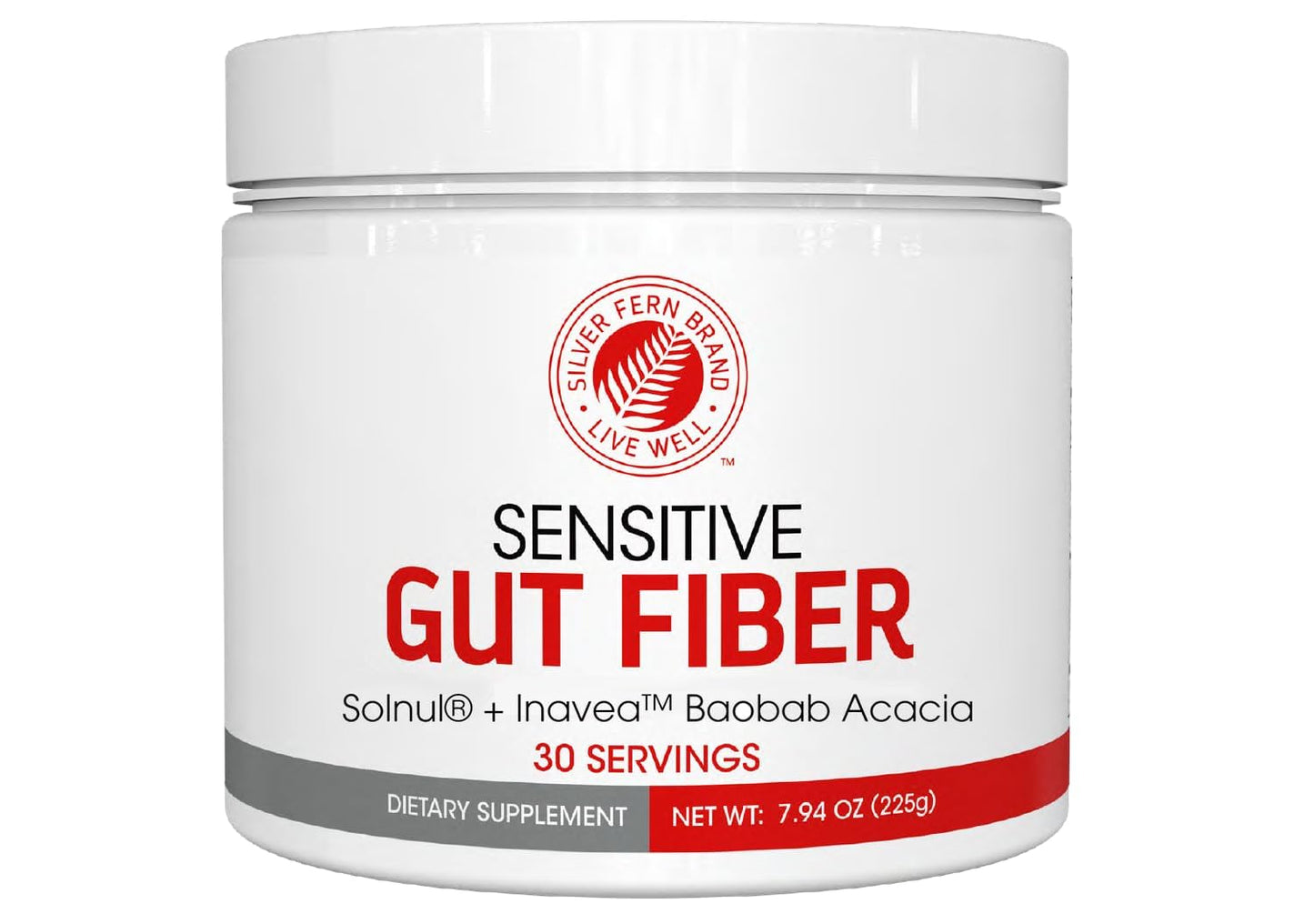 Silver Fern Sensitive Gut Fiber — 30 Scoops, 6 g Fiber per Serving