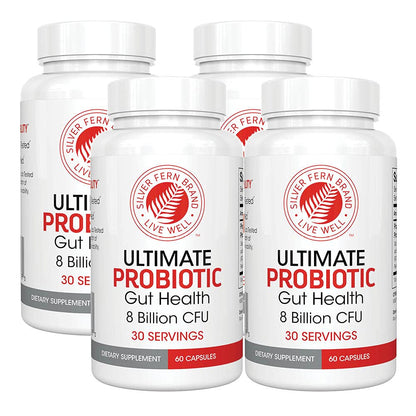 Silver Fern Brand Ultimate Probiotic 4-Pack – 8B CFU, DNA-Verified, Shelf-Stable (240 Capsules)