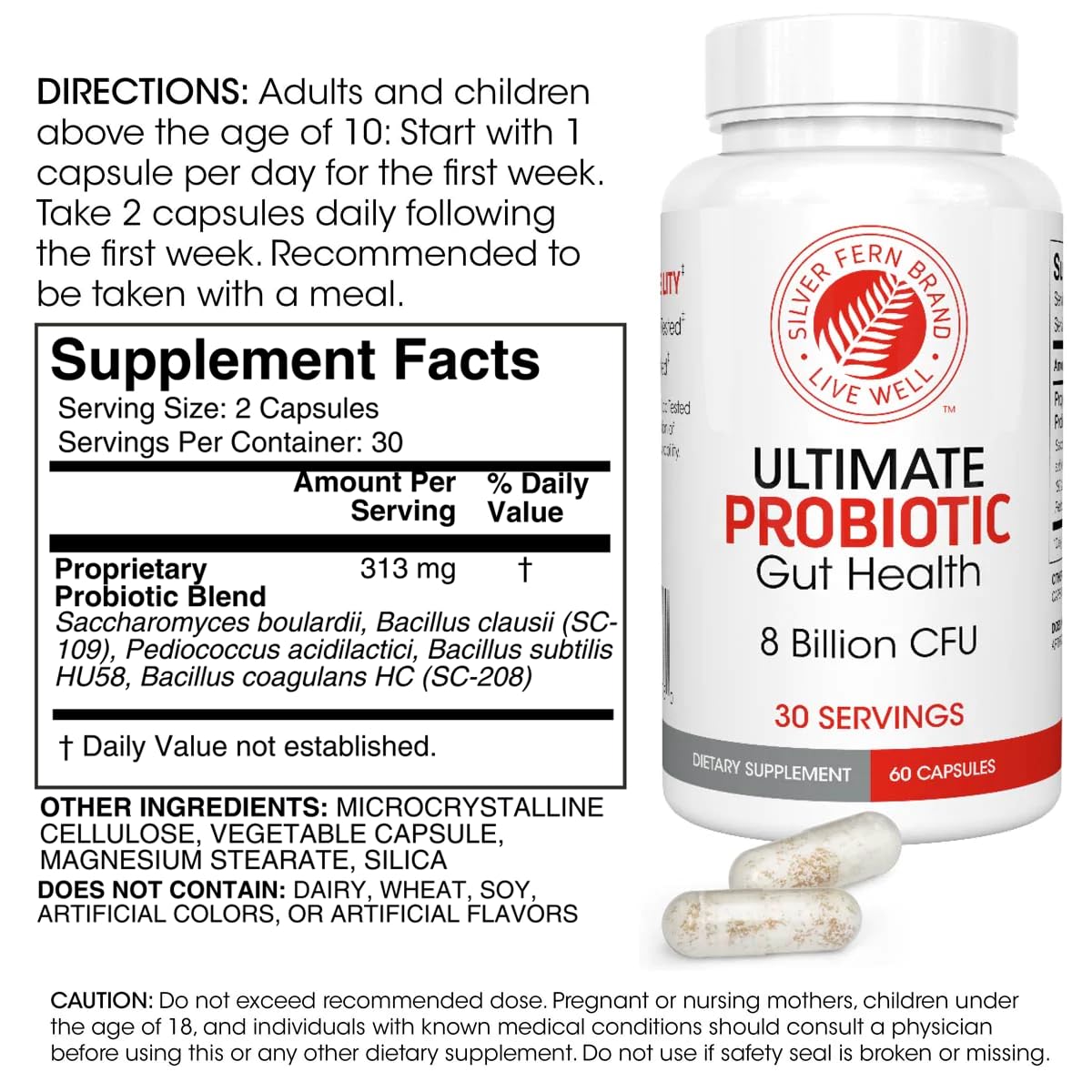 Silver Fern Brand Ultimate Probiotic 4-Pack – 8B CFU, DNA-Verified, Shelf-Stable (240 Capsules)