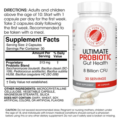 Silver Fern Brand Ultimate Probiotic 4-Pack – 8B CFU, DNA-Verified, Shelf-Stable (240 Capsules)
