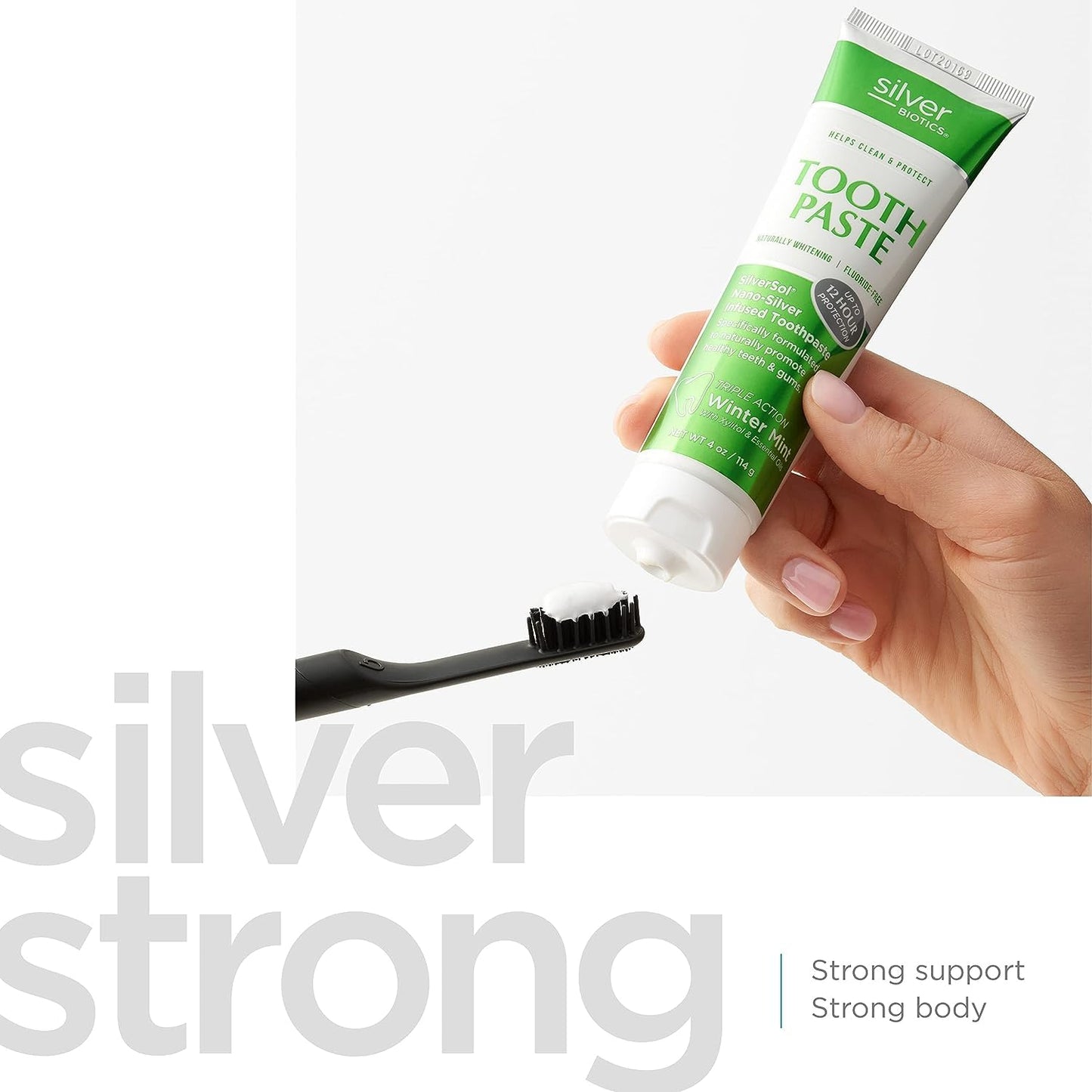 Silver Biotics Tooth Paste | SilverSol 20 ppm Nano-Silver, Winter Mint, Fluoride-Free, 4 oz