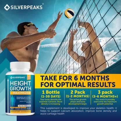 SILVERPEAKS Growth Capsules – Height Growth Maximizer with Calcium | Made in USA