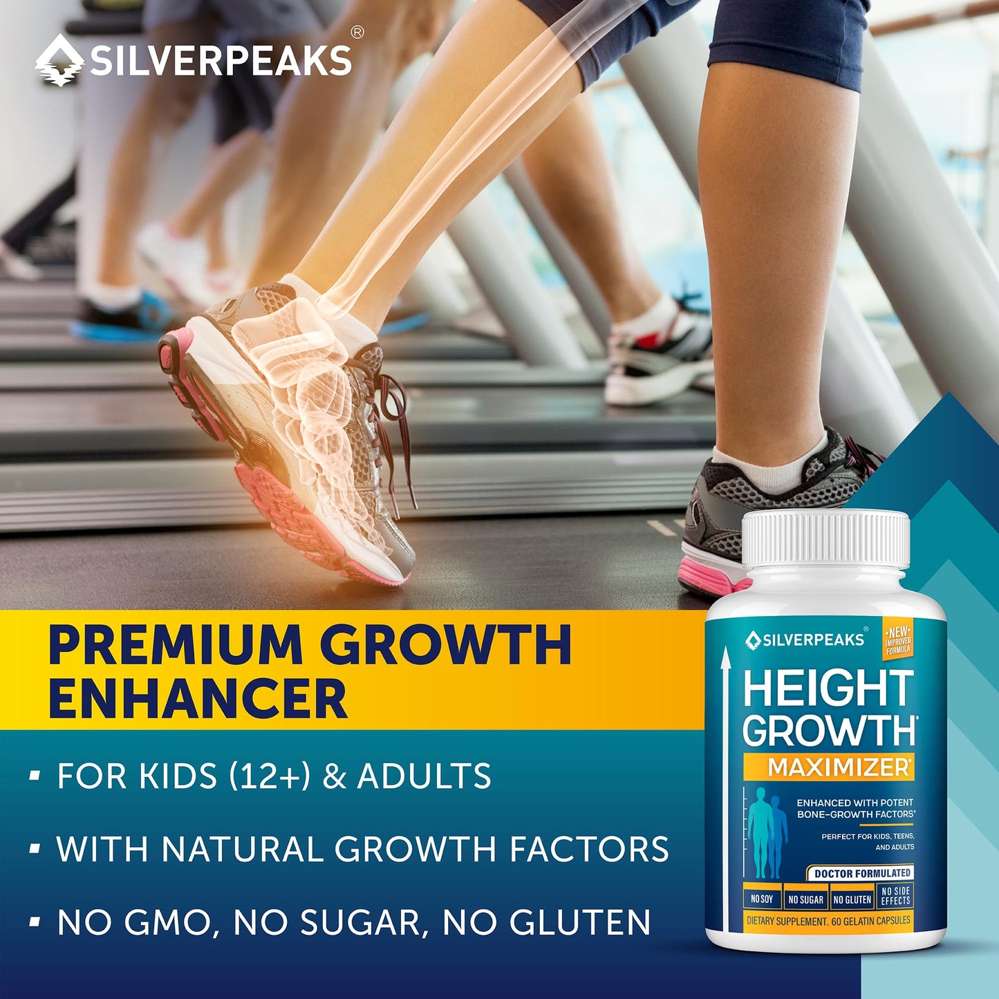 Silverpeaks Growth Capsules - Height Growth Maximizer with Calcium | Made in USA