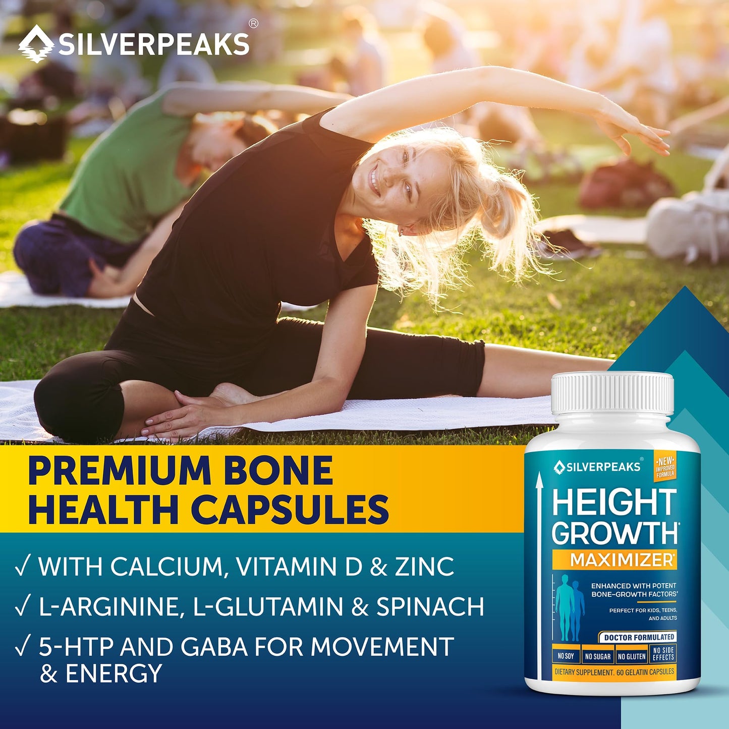 Silverpeaks Growth Capsules - Height Growth Maximizer with Calcium | Made in USA