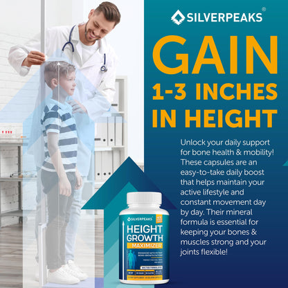 Silverpeaks Growth Capsules - Height Growth Maximizer with Calcium | Made in USA
