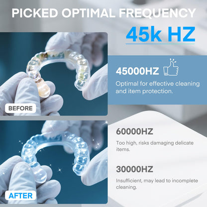Simfree Ultrasonic Retainer Cleaner - 45kHz, 4 Modes, 200ml, Digital Timer