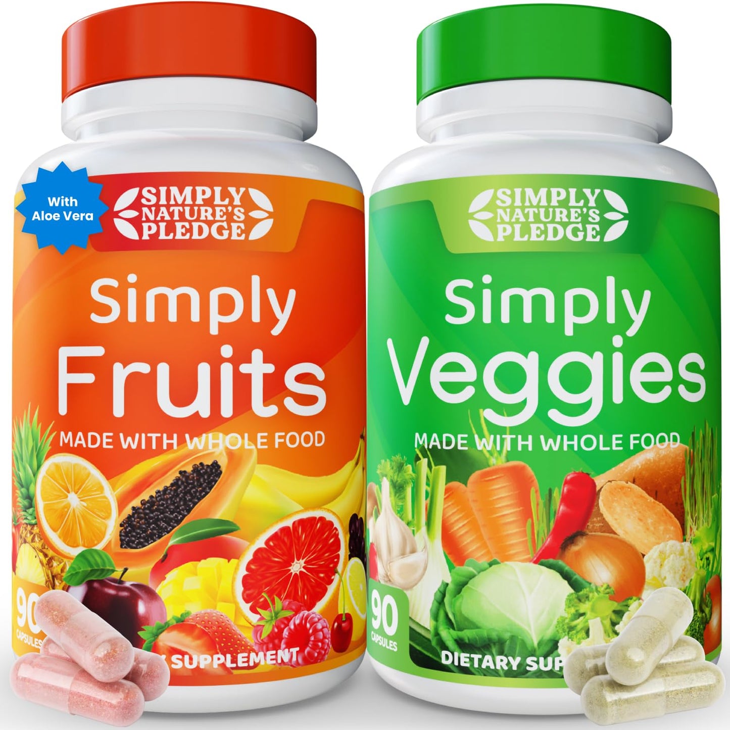 Simply Nature's Pledge - 42+ Fruits & Vegetables, High Beta Carotene, 90 Count (Pack of 2), Soy Free
