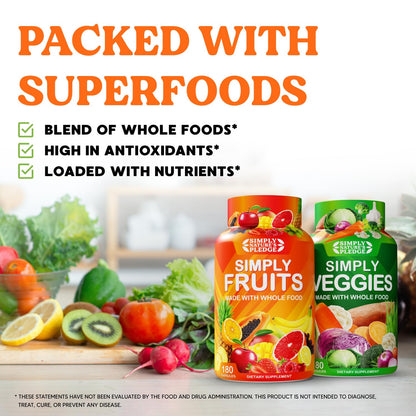 Simply Nature's Pledge: 42 Fruits & Veggies, Aloe Vera, Soy Free — 2 Month Supply (180 Count, Pack of 2)