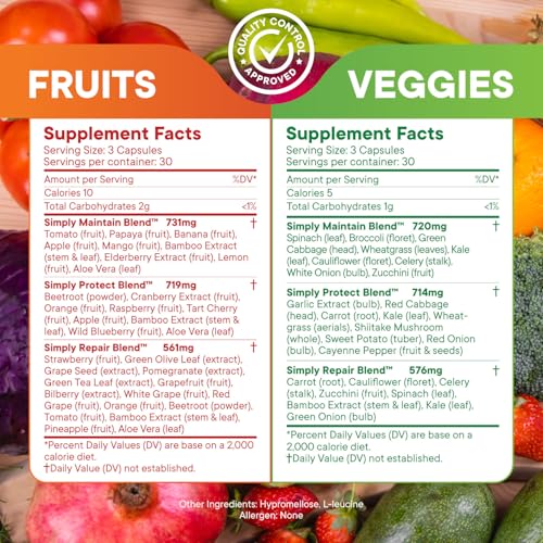 Simply Nature's Pledge - 42+ Fruits & Vegetables, High Beta Carotene, 90 Count (Pack of 2), Soy Free