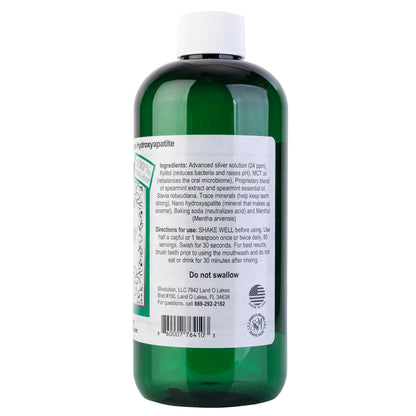 Simply Silver Mouthwash Spearmint Flavor - Nano Hydroxyapatite, Colloidal Silver, Alcohol-Free & Fluoride-Free, 16 oz
