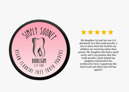 Simply Sooney Remineralizing Vegan Tooth Powder – Bubblegum for Kids, Natural Whitening, 1.5 oz