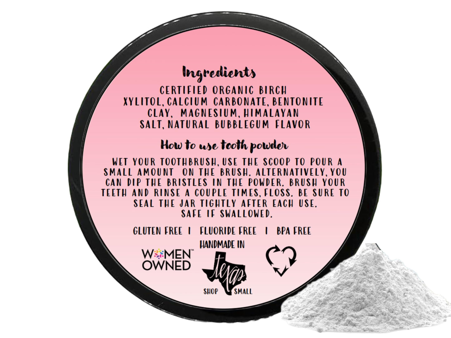 Simply Sooney Remineralizing Vegan Tooth Powder – Bubblegum for Kids, Natural Whitening, 1.5 oz