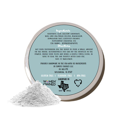 Simply Sooney Remineralizing Vegan Tooth Powder | Peppermint Nano-Hydroxyapatite | Natural Whitening 1.5oz