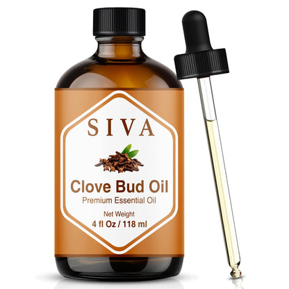 Siva Clove Bud Essential Oil – 4 Fl Oz | 100% Natural Clove Oil with Dropper
