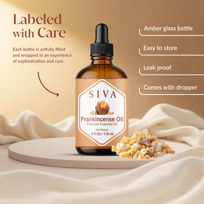 Siva Frankincense Essential Oil 4oz – 100% Natural Boswellia Serrata for Diffuser, Skin Care & Aromatherapy